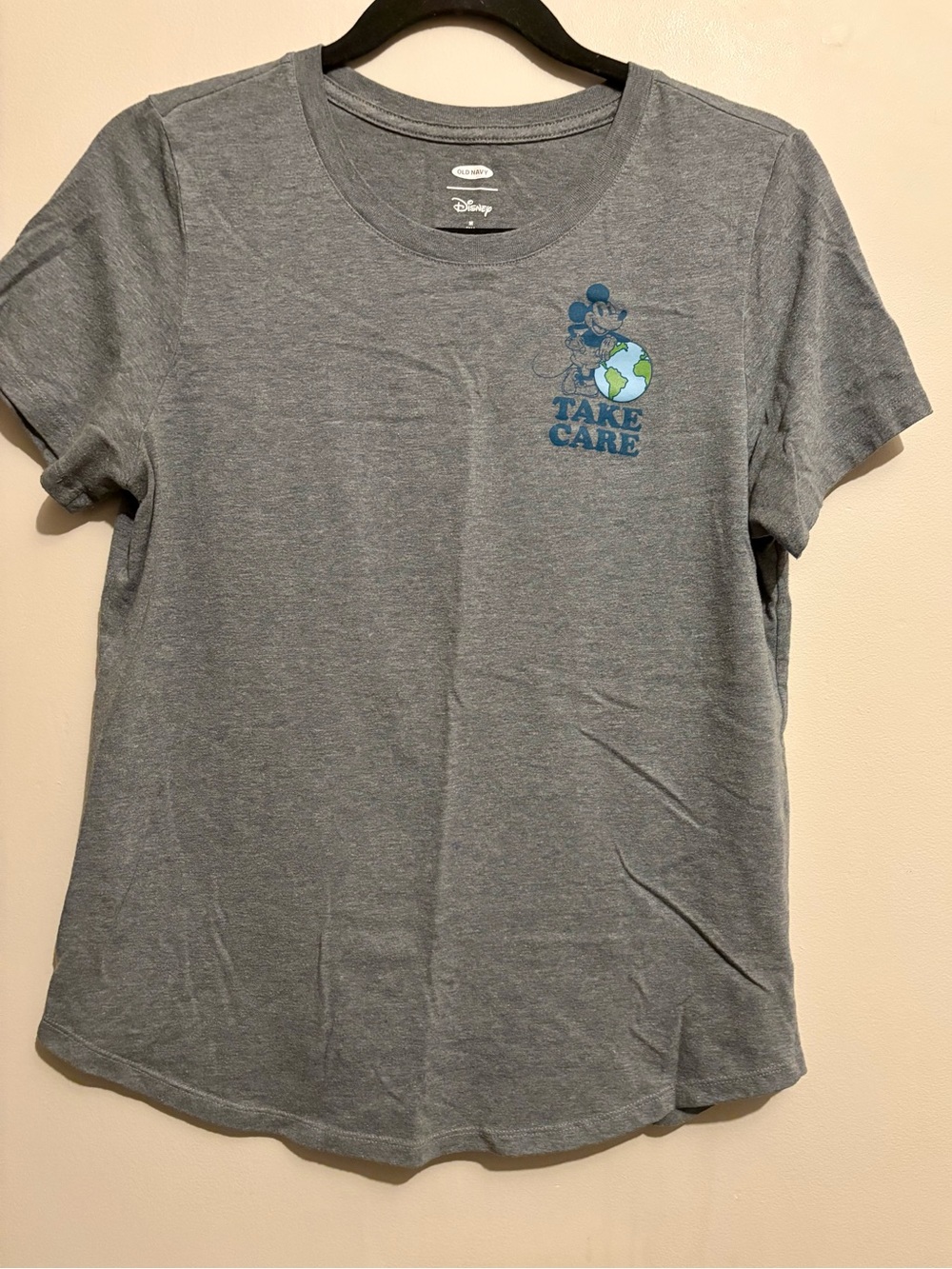 Old Navy Gray Short-Sleeve Tee with Blue & Green 'Take Care' Graphic